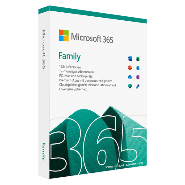 Microsoft 365 Family – bis zu 6 Personen, 12 Monate