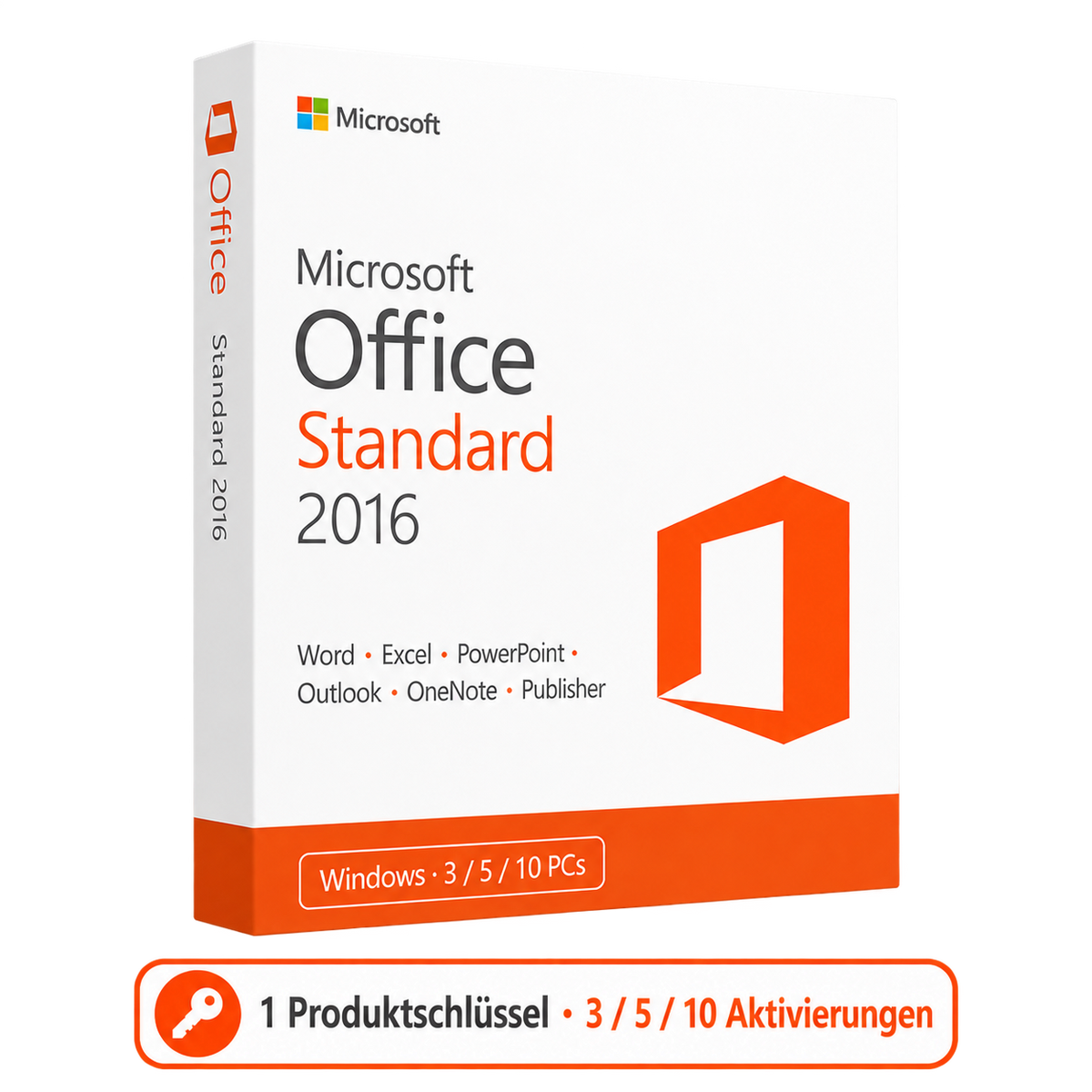 Microsoft Office 2016 Standard – 1 Produktschlüssel für 3, 5 oder 10 Geräte