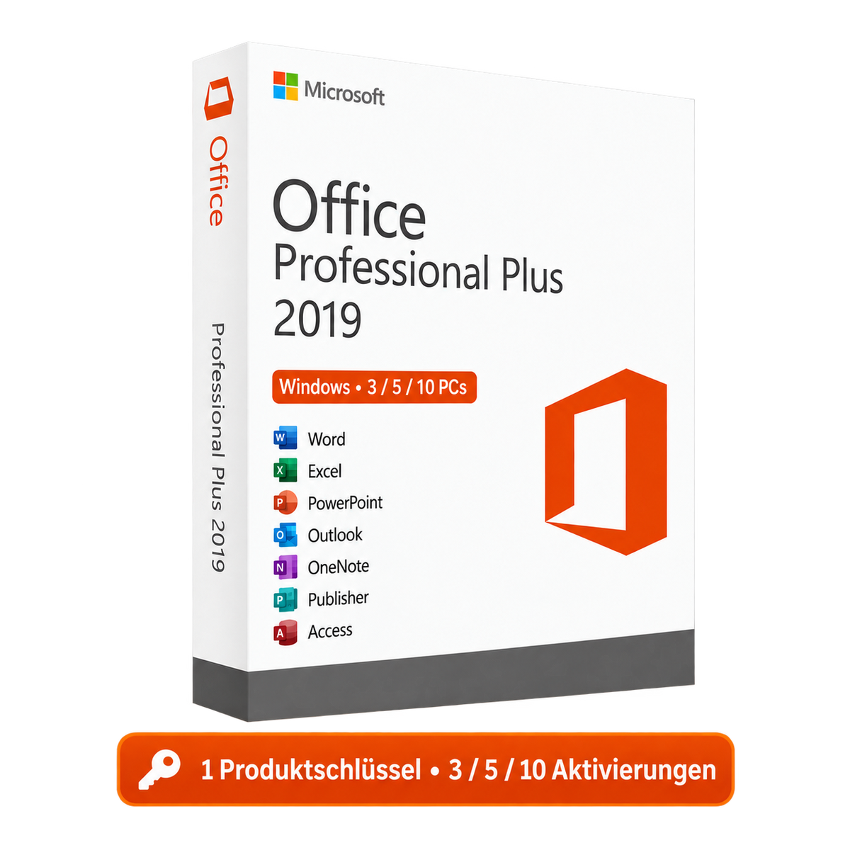 Microsoft Office 2019 Professional Plus – 1 Produktschlüssel für 3, 5 oder 10 Geräte