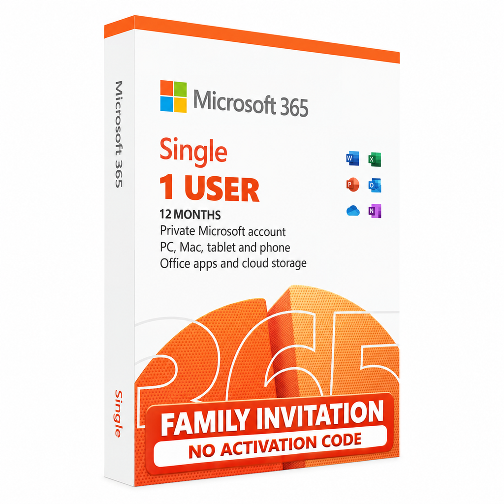 Microsoft 365 Single – 1 user – Family invitation, no activation code